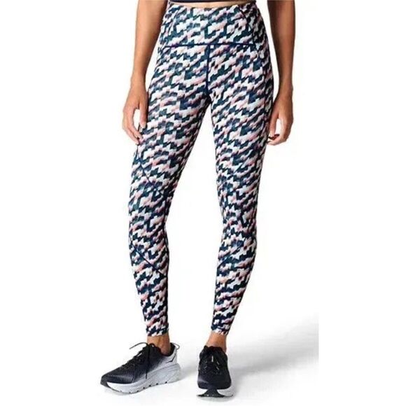 NWT Sweaty Betty 7/8 Rapid Run Leggings in Blue Spliced Mirage Print - Picture 3 of 8